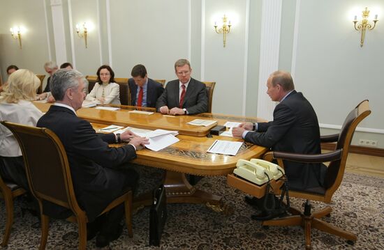 Vladimir Putin conducts meeting in Novo-Ogarevo