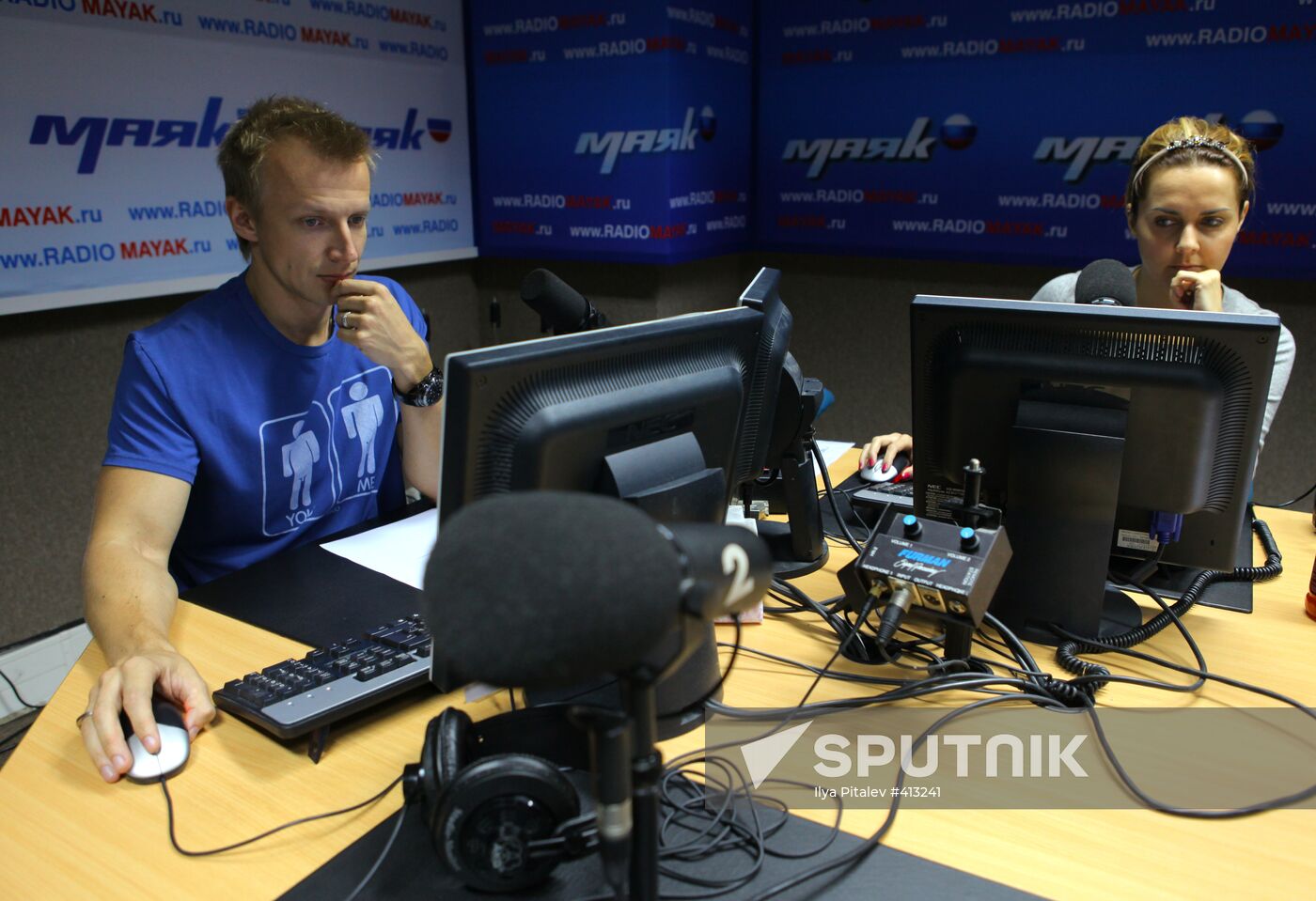 Radio Mayak hosts at work