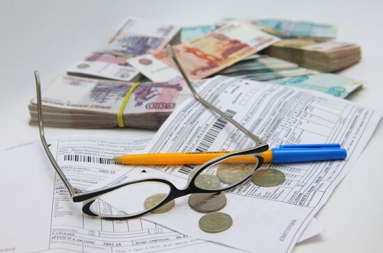 Russian ruble banknotes of different denominations
