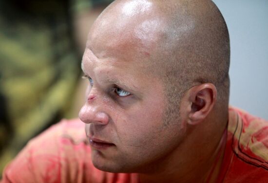 Fedor Emelianenko gives news conference at RIA Novosti