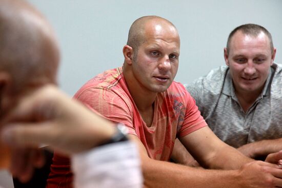 Fedor Emelianenko gives news conference at RIA Novosti
