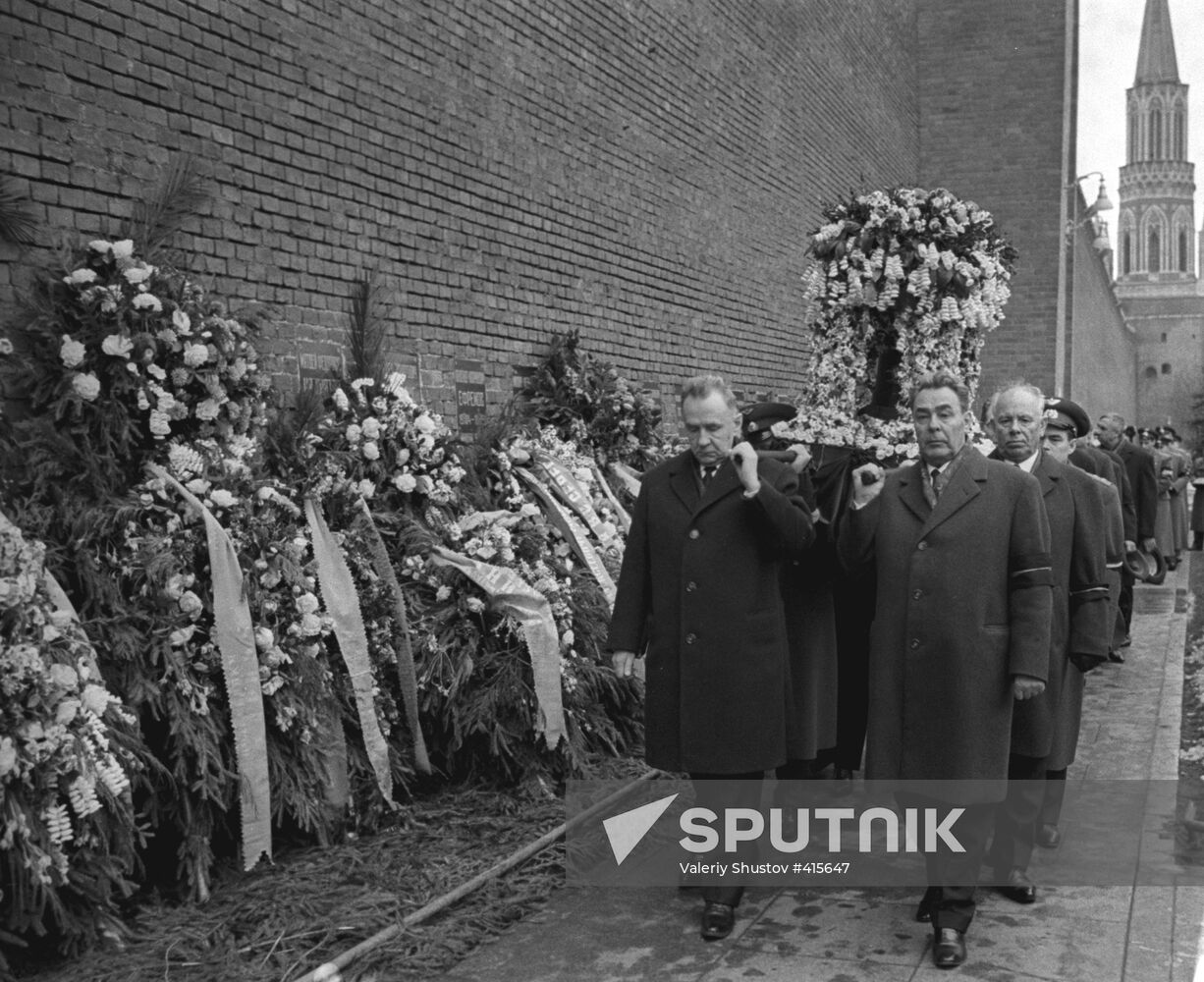 Brezhnev and Kosygin at Gagarin's funeral