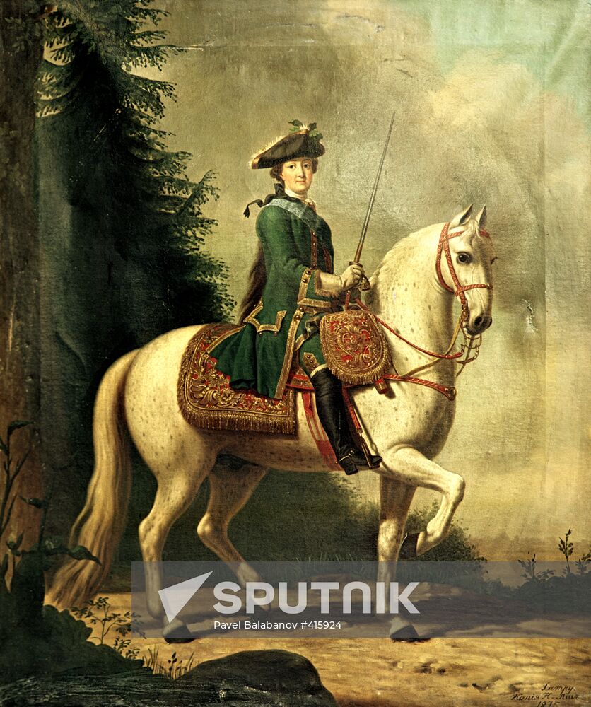 Portrait of Catherine II on horseback