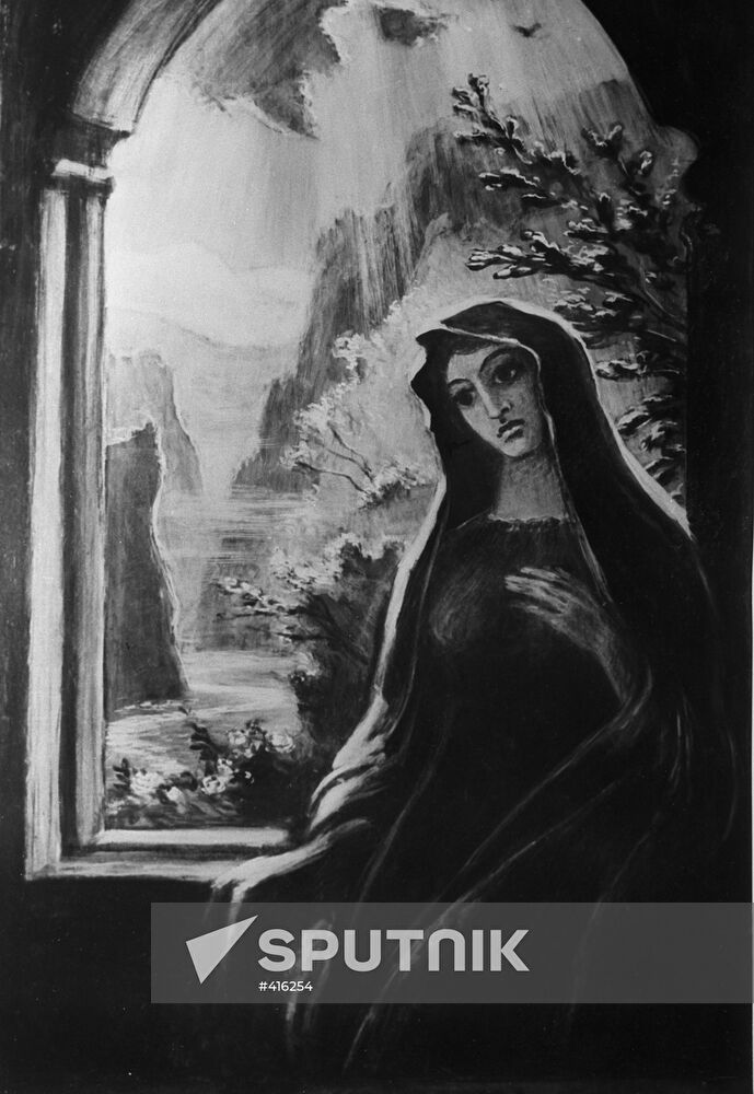 An illustration of Lermontov's novel "Demon"