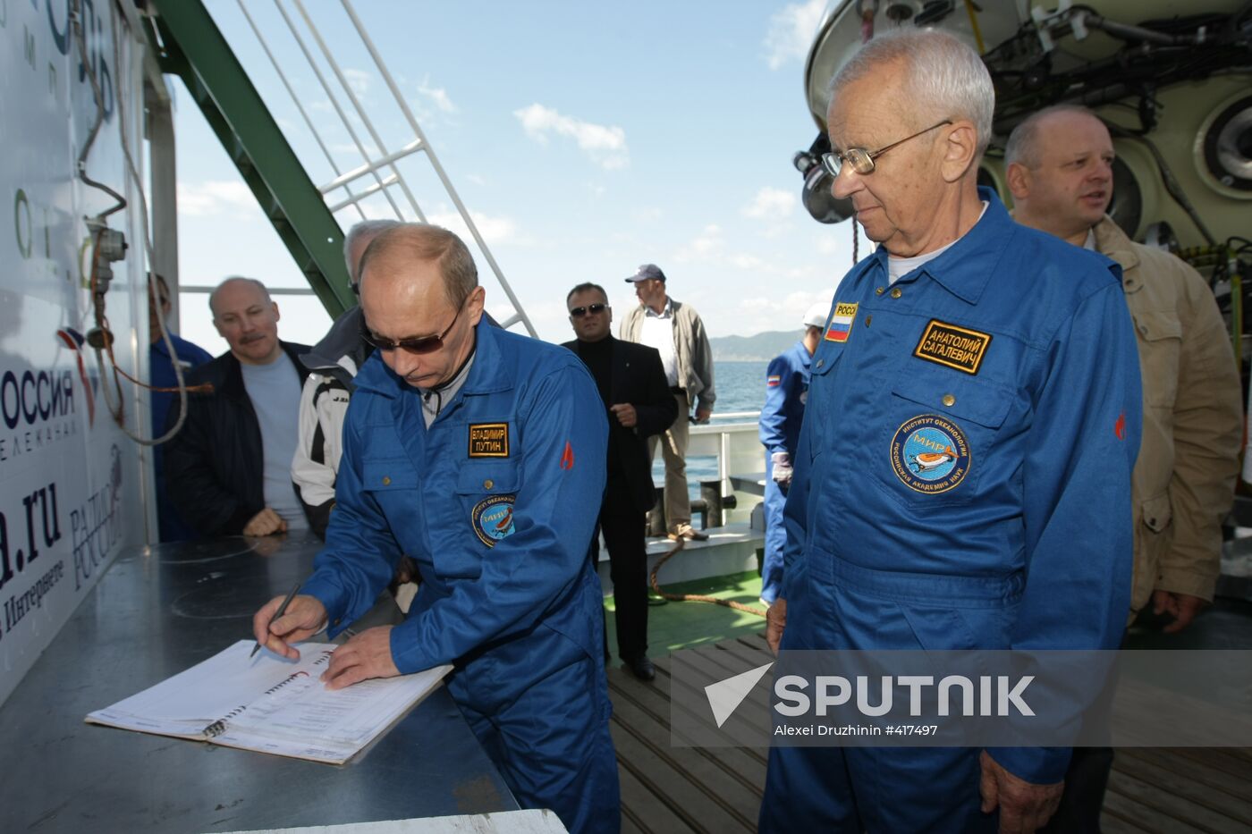 Russian PM Vladimir Putin on Metropol research vessel