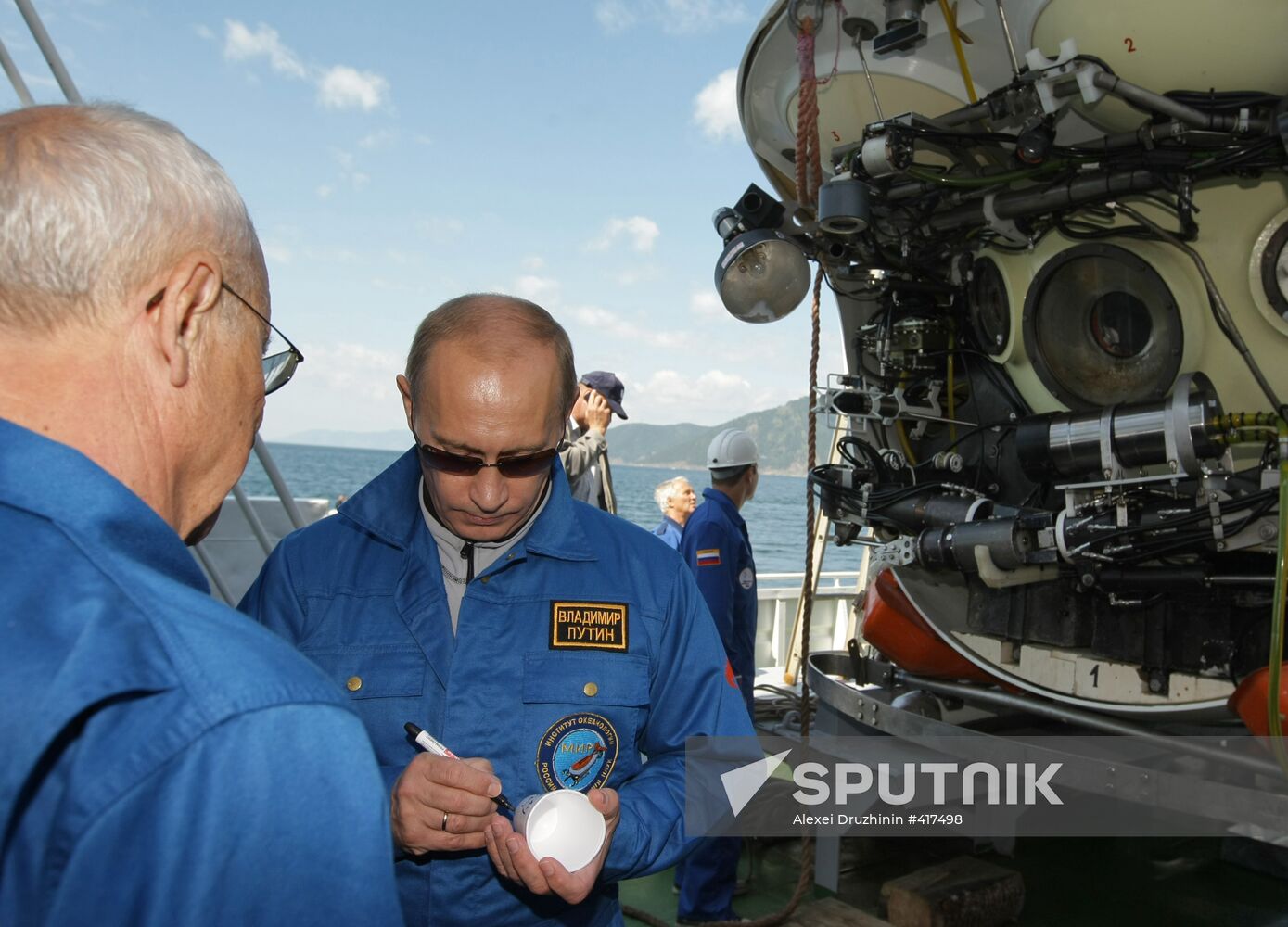 Russian PM Vladimir Putin on Metropol research vessel