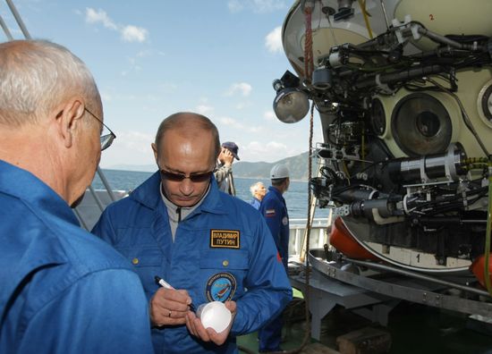 Russian PM Vladimir Putin on Metropol research vessel
