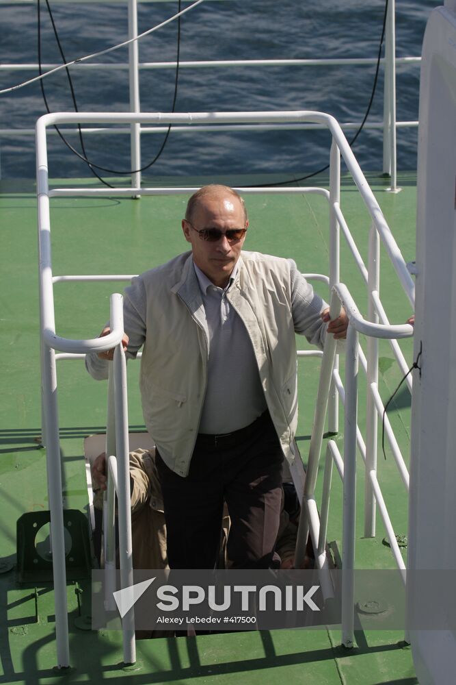 Russian PM Vladimir Putin on Metropol research vessel