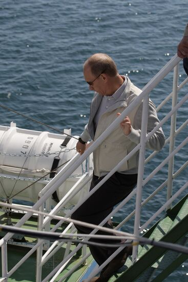 Russian PM Vladimir Putin on Metropol research vessel