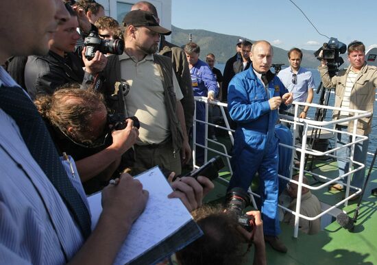 Russian PM Vladimir Putin on Metropol research vessel