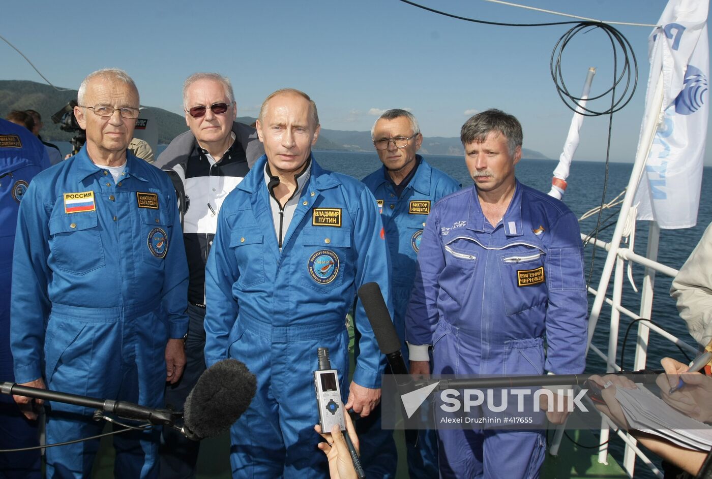 Russian PM Vladimir Putin on Metropol research vessel