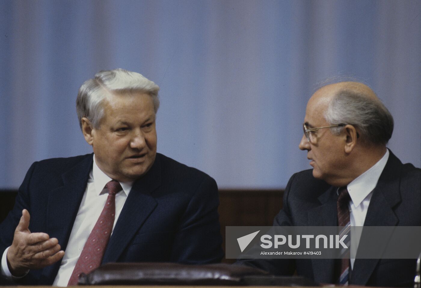 Boris Yeltsin and Mikhail Gorbachev