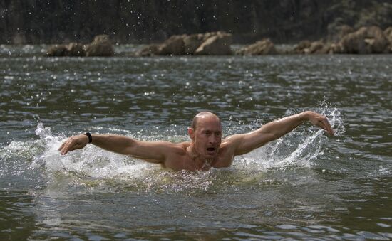 Russian PM Vladimir Putin visits Tyva Republic