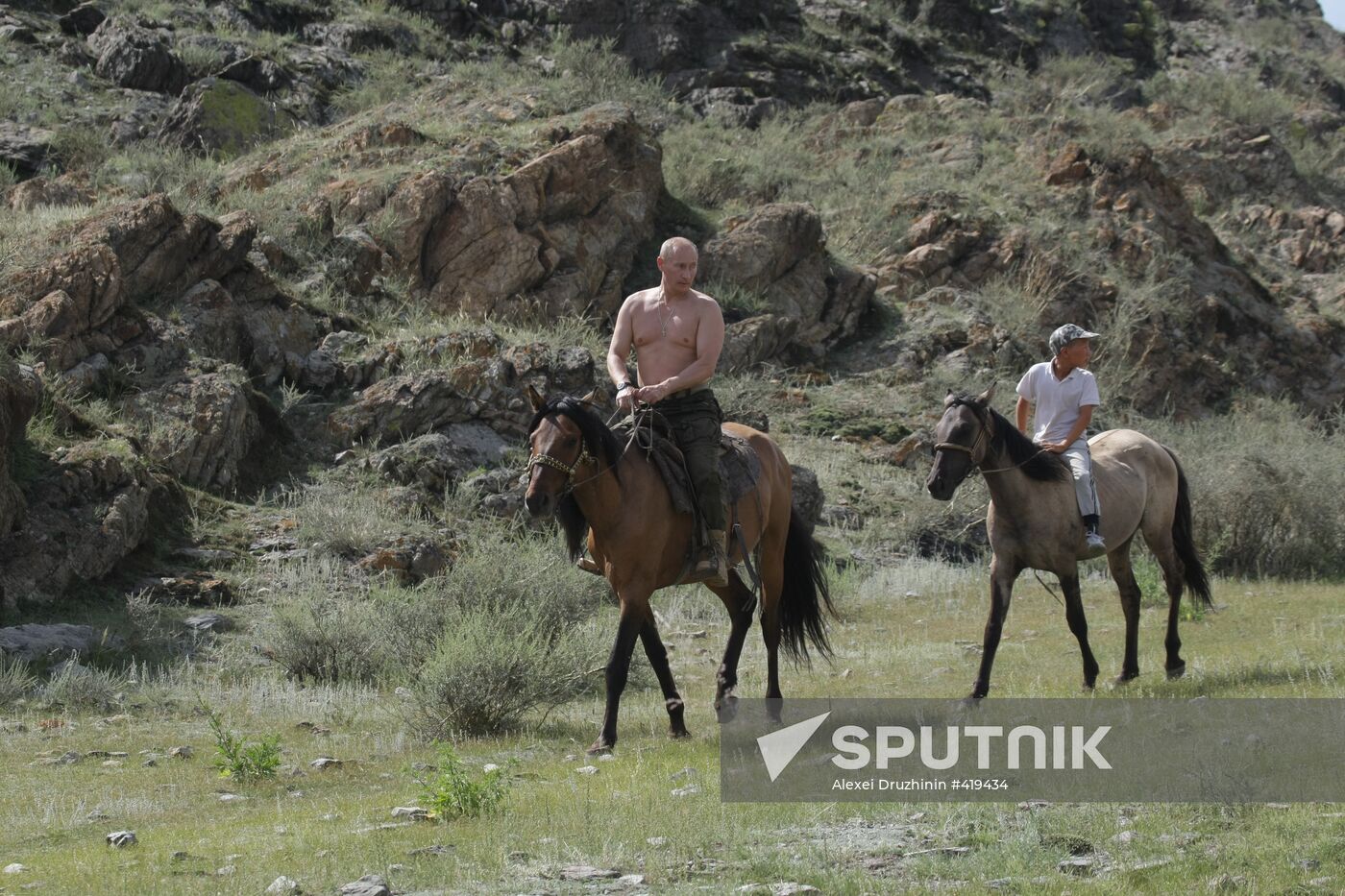 Russian PM Vladimir Putin visits Tyva Republic