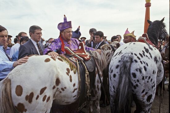 President B. Yeltsin in the Republic of Tuva