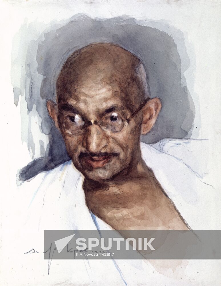 Portrait of M.Gandhi, leader of Indian independence movement