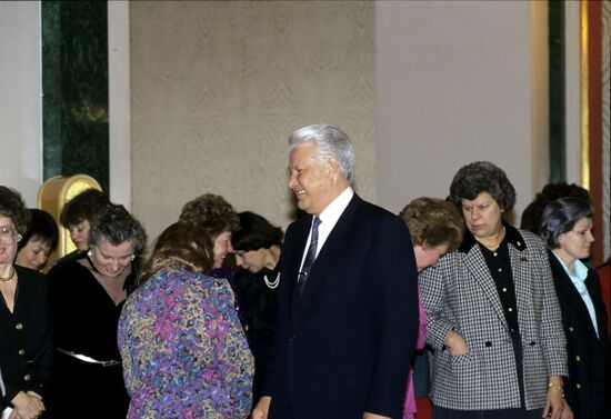 B. Yeltsin meeting women - leaders of organizations