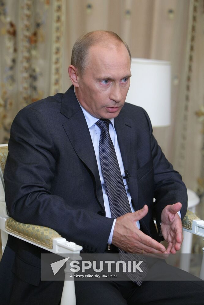Russian Prime Minister Vladimir Putin gives interview in Sochi