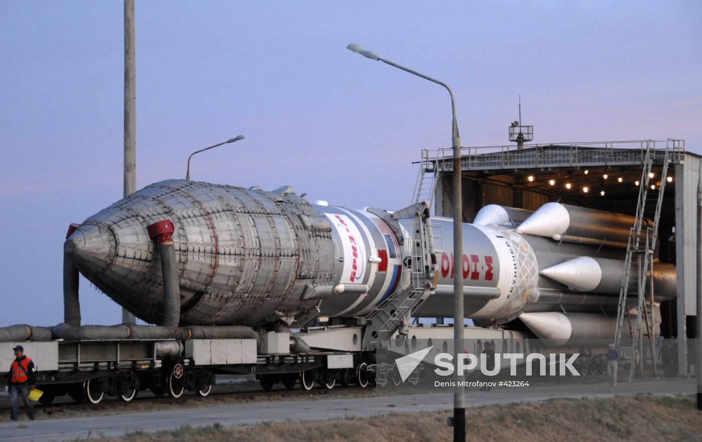 Proton-M rocket at Baikonur's field maintenance test station
