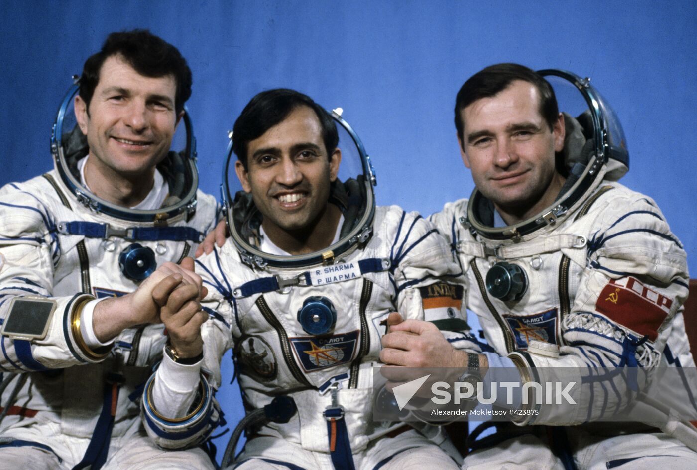 Crew members of Soyuz T-11 space ship