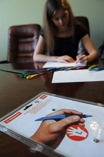 Stationery for left-handed people