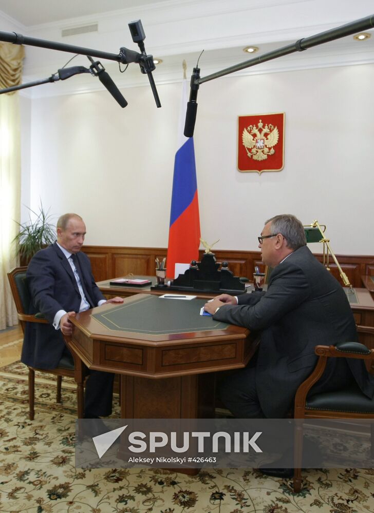 Vladimir Putin meets with Andrei Kostin