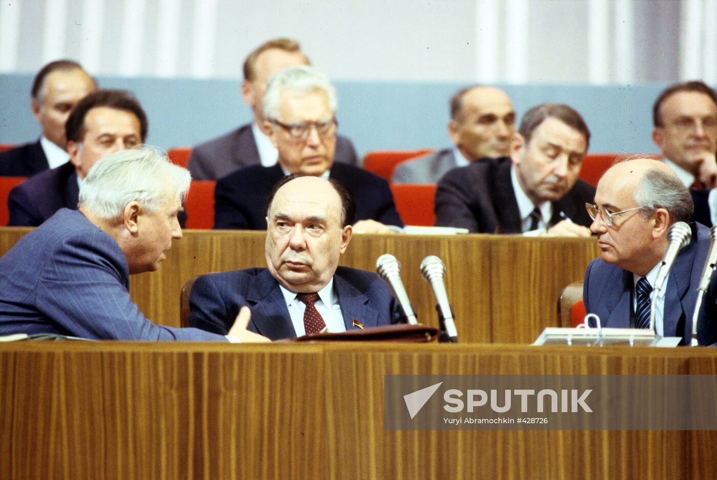 Yegor Ligachyov, Alexander Yakovlev, and Mikhail Gorbachev