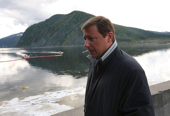 Sayano-Shushenskaya hydropower plant after oil spill