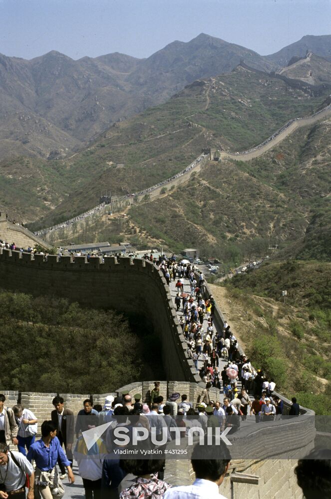 Tourists visiting Great Wall of China