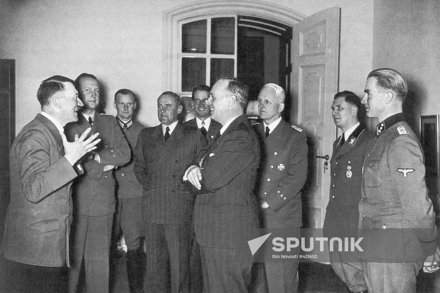 Fuhrer Adolf Hitler and Germany's Foreign Minister Ribbentrop