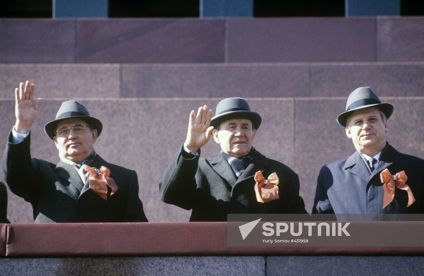 Mikhail Gorbachev, Andrei Gromyko, and Nikolai Ryzhkov