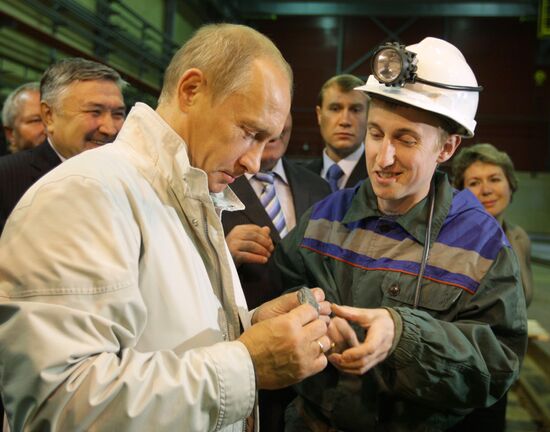 Russian Prime Minister Vladimir Putin visits town of Mirny