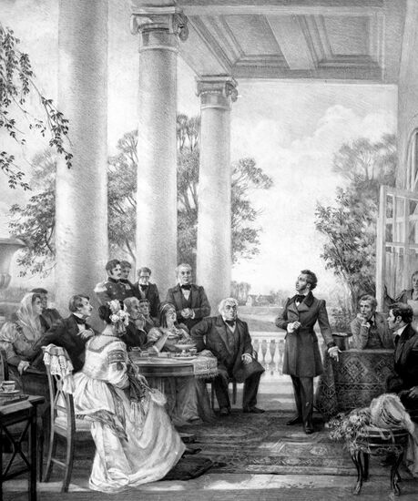 "Alexander Pushkin at the dacha of Alexandra Smirnova-Rosset"