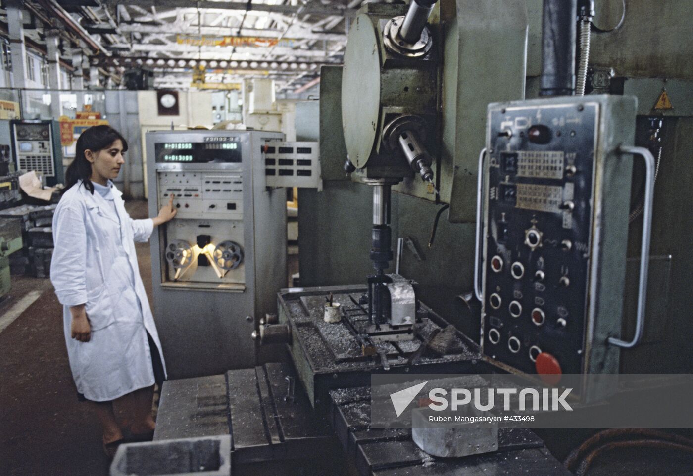 Drilling machine operator at a Kirovakan factory