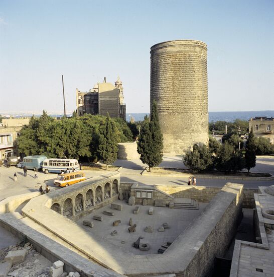 The Maiden Tower and a medieval market square