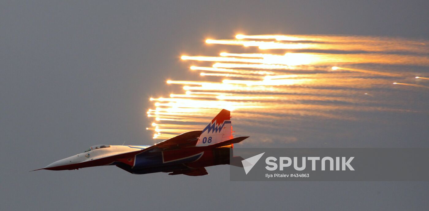 MiG-29 jet fighter aircraft of Strizhi aerobatic team