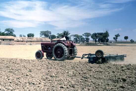 Tractor “Belarus” doing agricultural work in India
