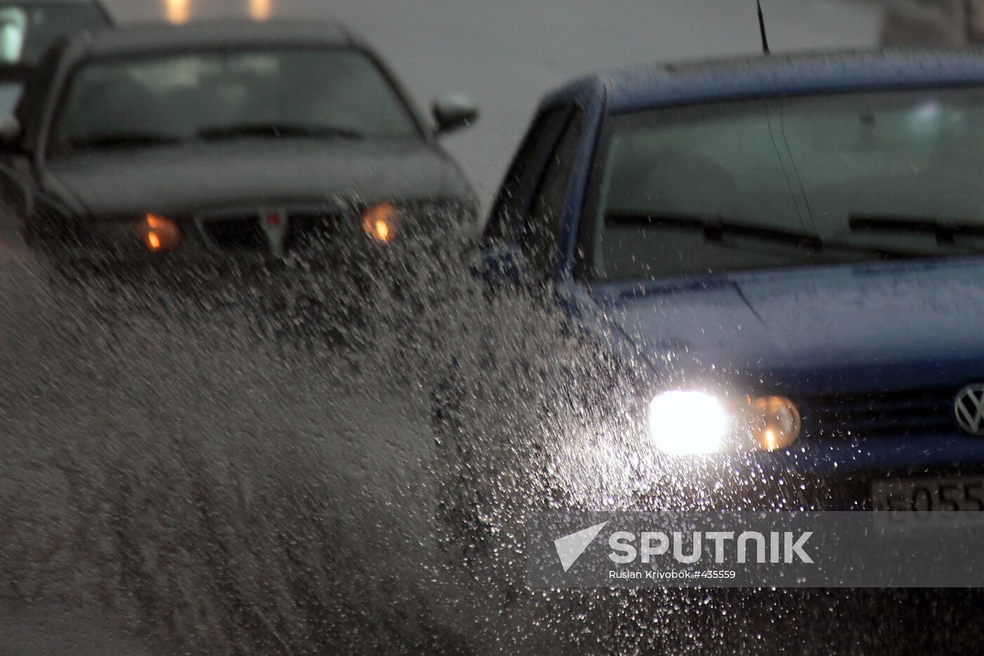 Heavy rain in Moscow