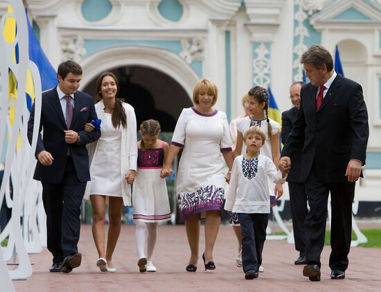 Ukrainian President with family at St. Sophia Cathedral