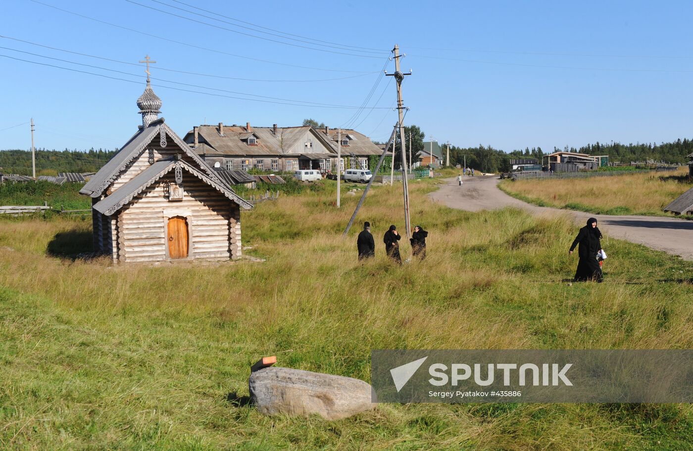 Wooden chapel in Solovki village