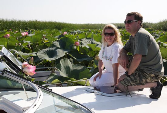 Dmitry Medvedev vacations in Astrakhan Region