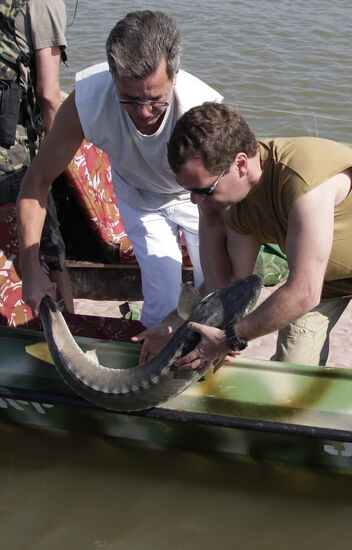 Dmitry Medvedev vacations in Astrakhan Region
