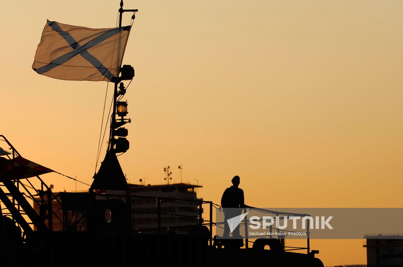The cruiser-museum Mikhail Kutuzov in Novorossiisk seaport