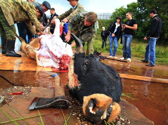 Pagan ritual of Bykoboi in the village of Bolshaya Kocha