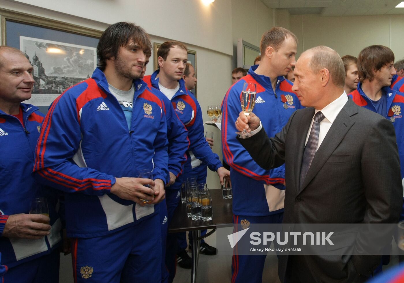 Prime Minister Putin at hockey team's training session