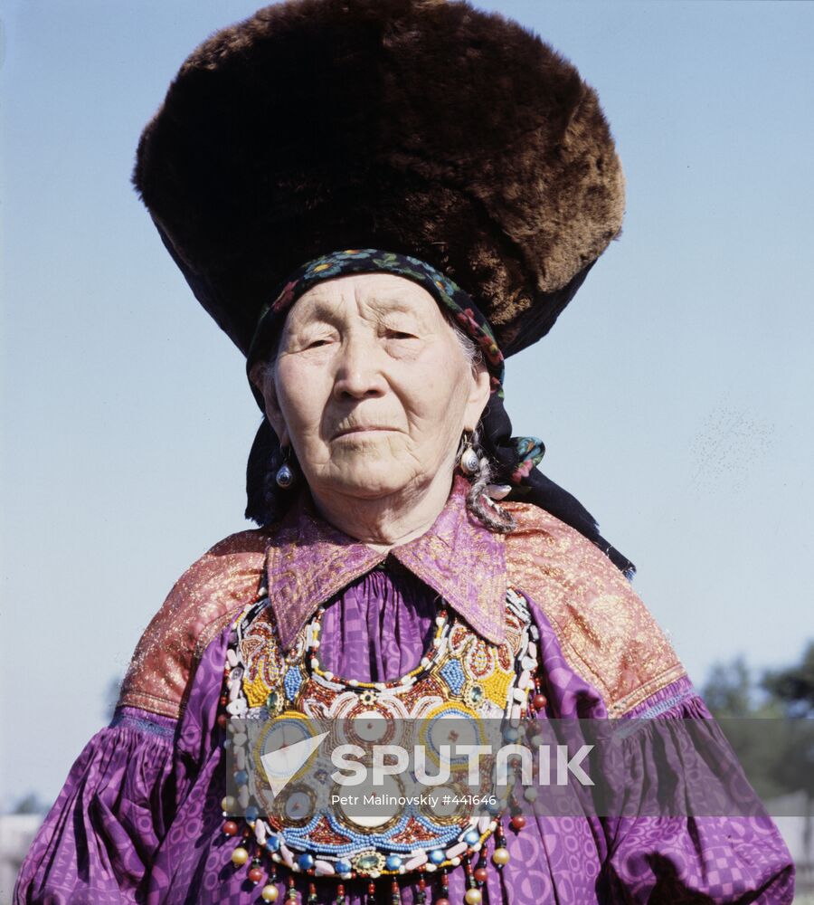 Khakas woman wearing a traditional dress