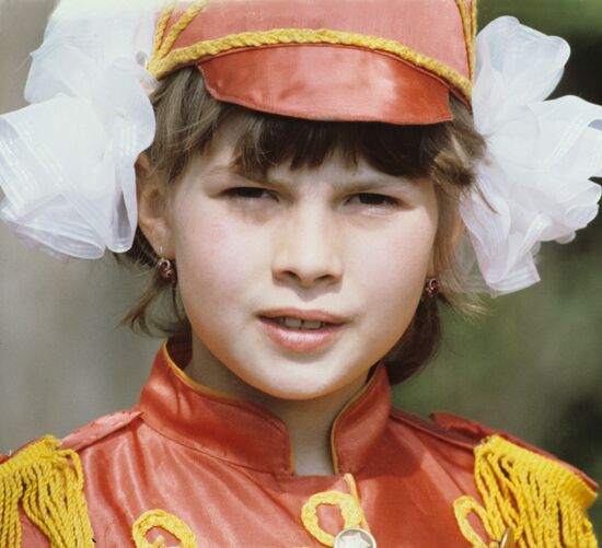 Schoolgirl wearing Hussar's costume