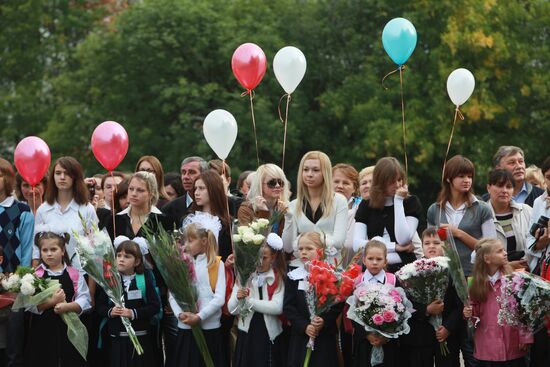 First grader getting ready for school