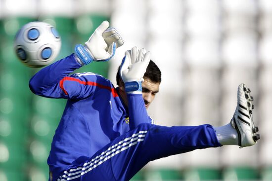 Goalkeeper Vladimir Gabulov attends open training session