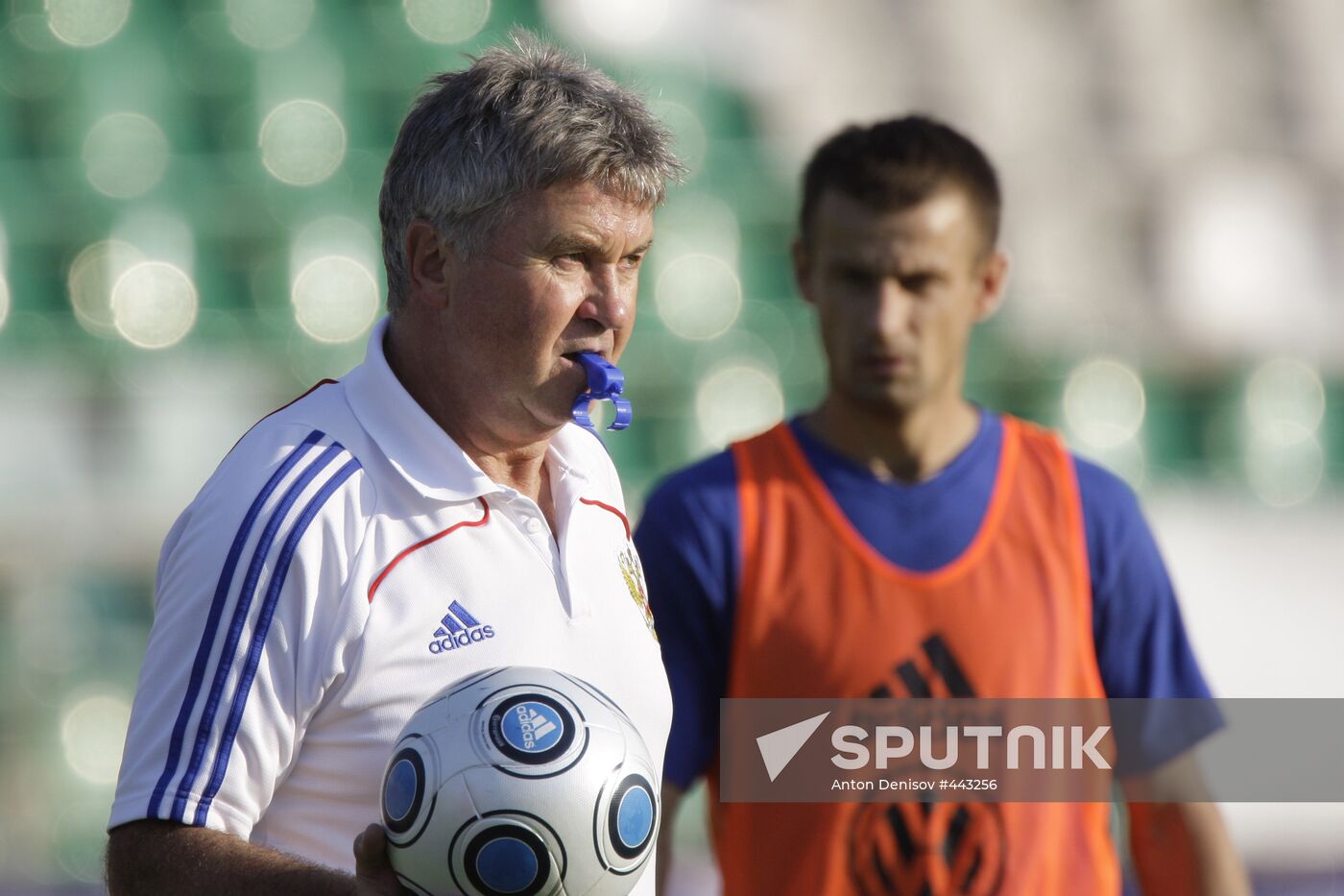 Guus Hiddink and Sergei Semak attend open training session